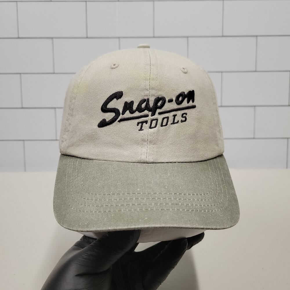 Snap On Tools Hat National Premium Beige Green Embroidered Logo Adjustable Cap